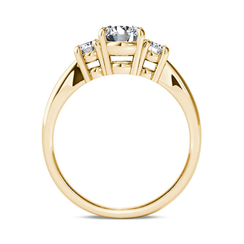 1.5 CT. T.W. Natural Diamond Three Stone Engagement Ring in Solid 14K Gold