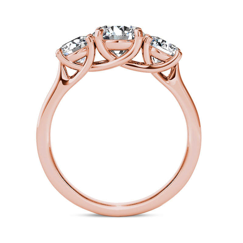 2.0 CT. T.W. Natural Diamond Three Stone Engagement Ring in Solid 14K Rose Gold