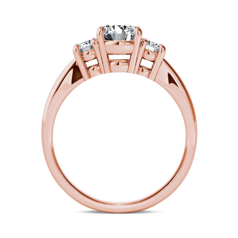 1.5 CT. T.W. Natural Diamond Three Stone Engagement Ring in Solid 14K Rose Gold