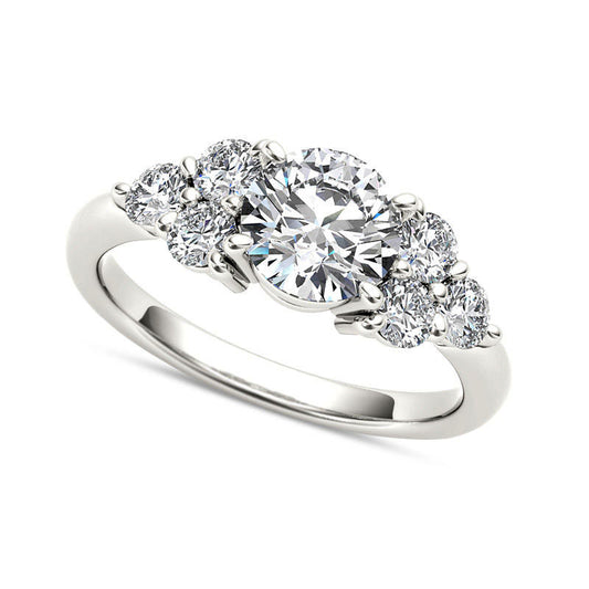 2.0 CT. T.W. Natural Diamond Tri-Sides Engagement Ring in Solid 14K White Gold