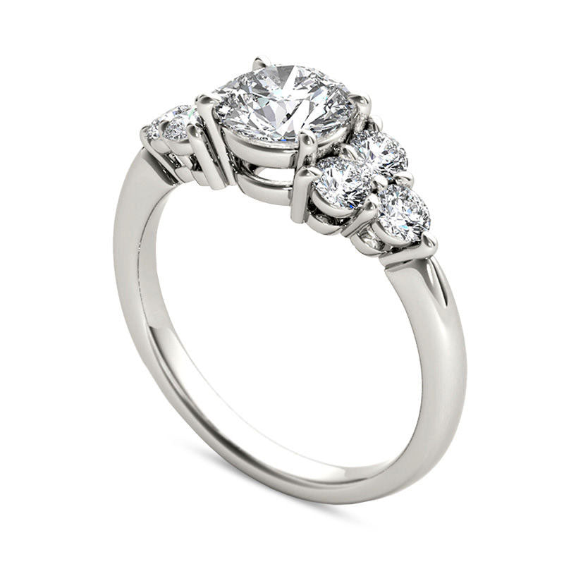 2.0 CT. T.W. Natural Diamond Tri-Sides Engagement Ring in Solid 14K White Gold