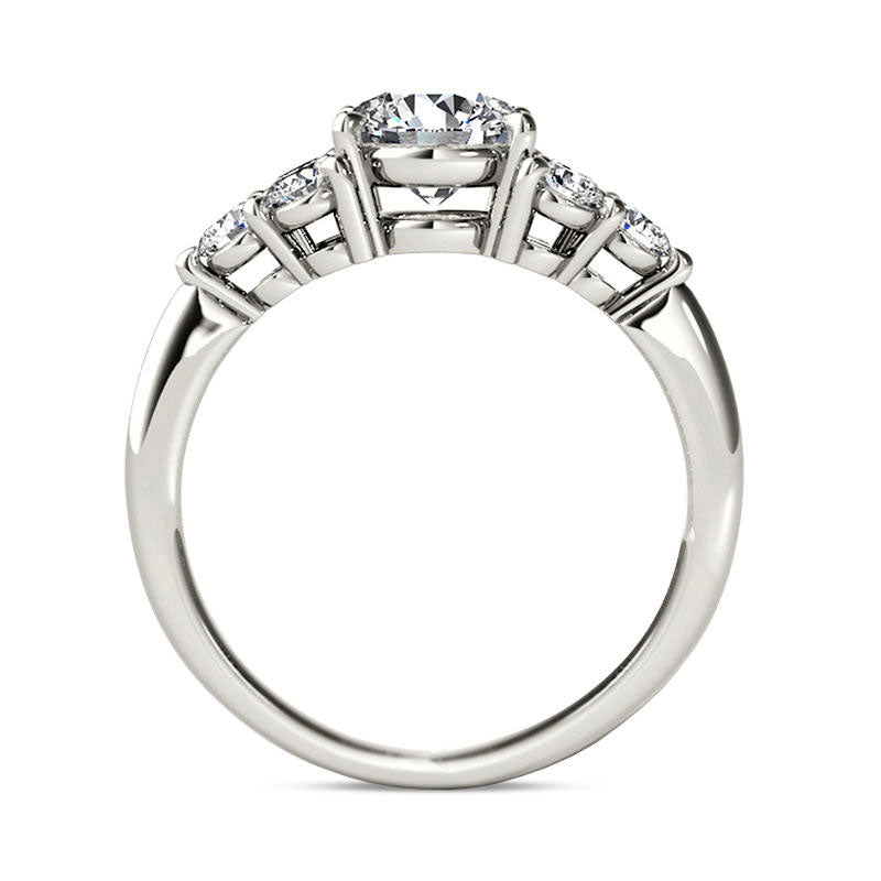 2.0 CT. T.W. Natural Diamond Tri-Sides Engagement Ring in Solid 14K White Gold