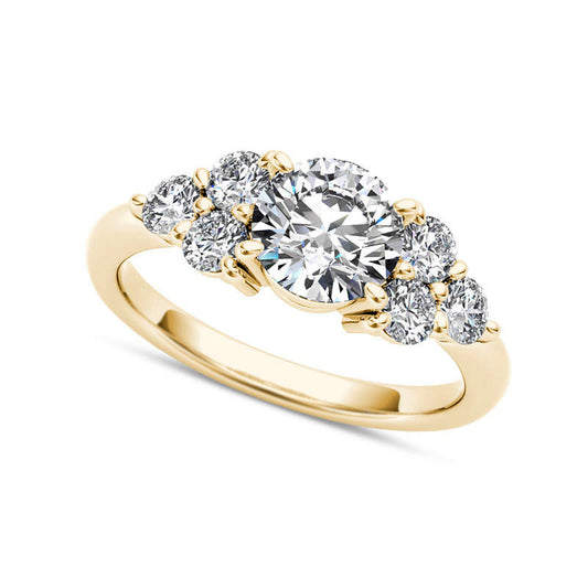 2.0 CT. T.W. Natural Diamond Tri-Sides Engagement Ring in Solid 14K Gold