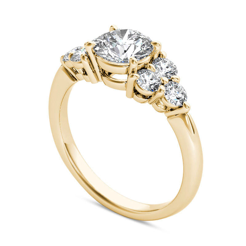 2.0 CT. T.W. Natural Diamond Tri-Sides Engagement Ring in Solid 14K Gold