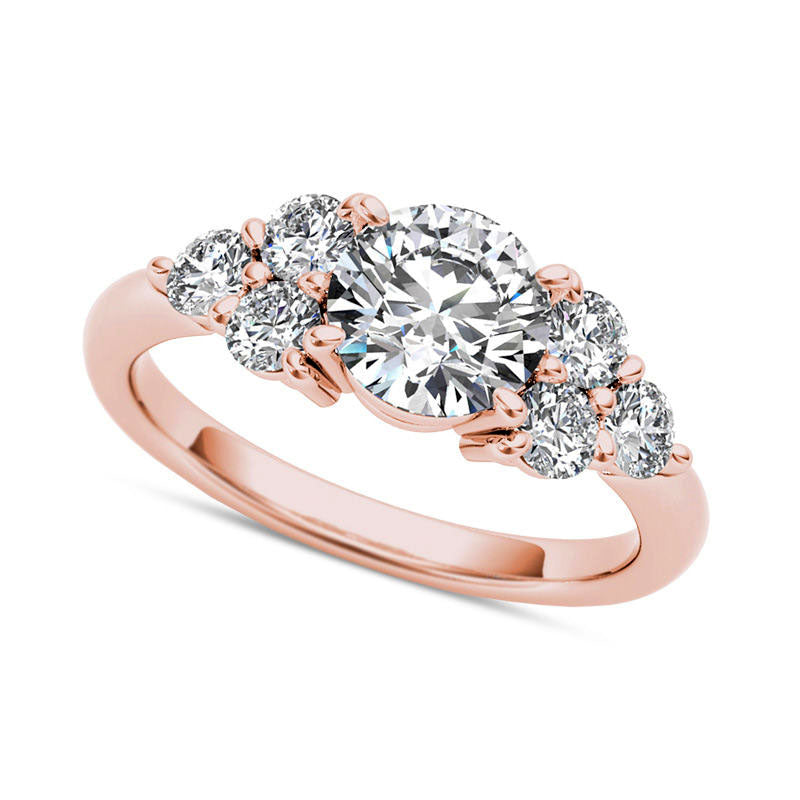 2.0 CT. T.W. Natural Diamond Tri-Sides Engagement Ring in Solid 14K Rose Gold