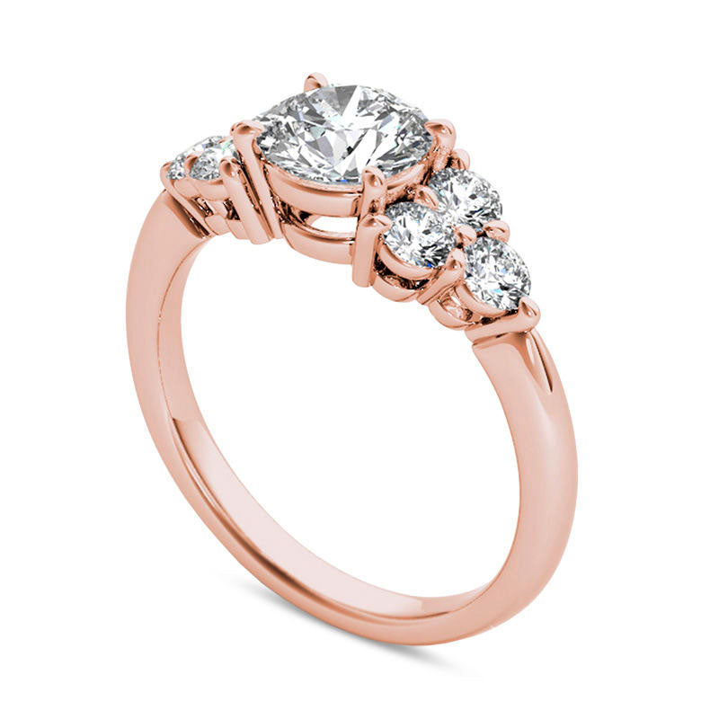 2.0 CT. T.W. Natural Diamond Tri-Sides Engagement Ring in Solid 14K Rose Gold