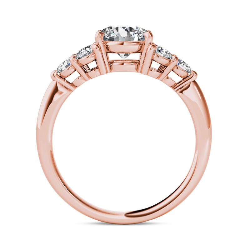 2.0 CT. T.W. Natural Diamond Tri-Sides Engagement Ring in Solid 14K Rose Gold