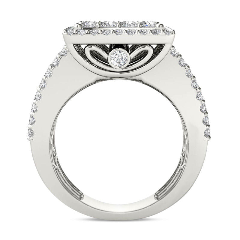 4 CT. T.W. Composite Natural Diamond Rectangle Frame Engagement Ring in Solid 14K White Gold