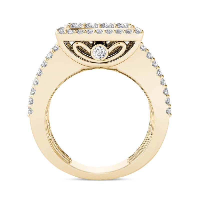 4 CT. T.W. Composite Natural Diamond Rectangle Frame Engagement Ring in Solid 14K Gold