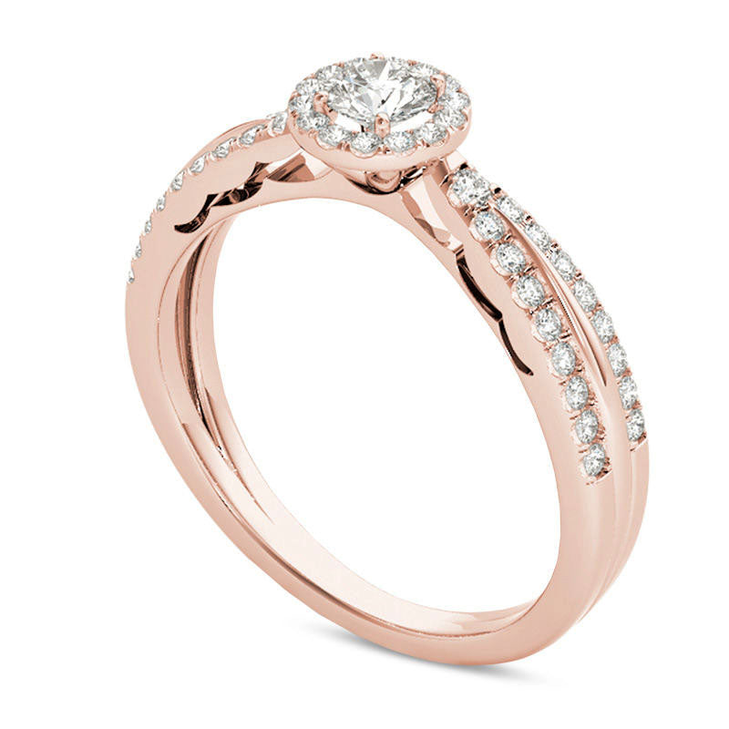 0.50 CT. T.W. Natural Diamond Frame Antique Vintage-Style Engagement Ring in Solid 14K Rose Gold