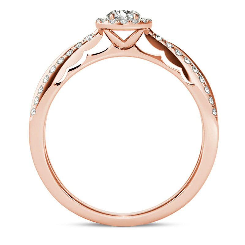 0.50 CT. T.W. Natural Diamond Frame Antique Vintage-Style Engagement Ring in Solid 14K Rose Gold