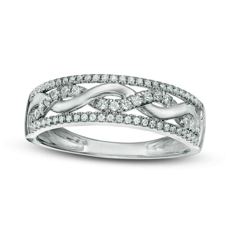 0.25 CT. T.W. Natural Diamond Twist Wedding Band in Solid 10K White Gold