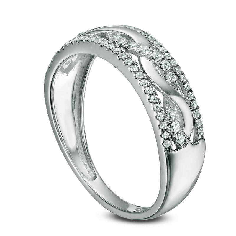 0.25 CT. T.W. Natural Diamond Twist Wedding Band in Solid 10K White Gold