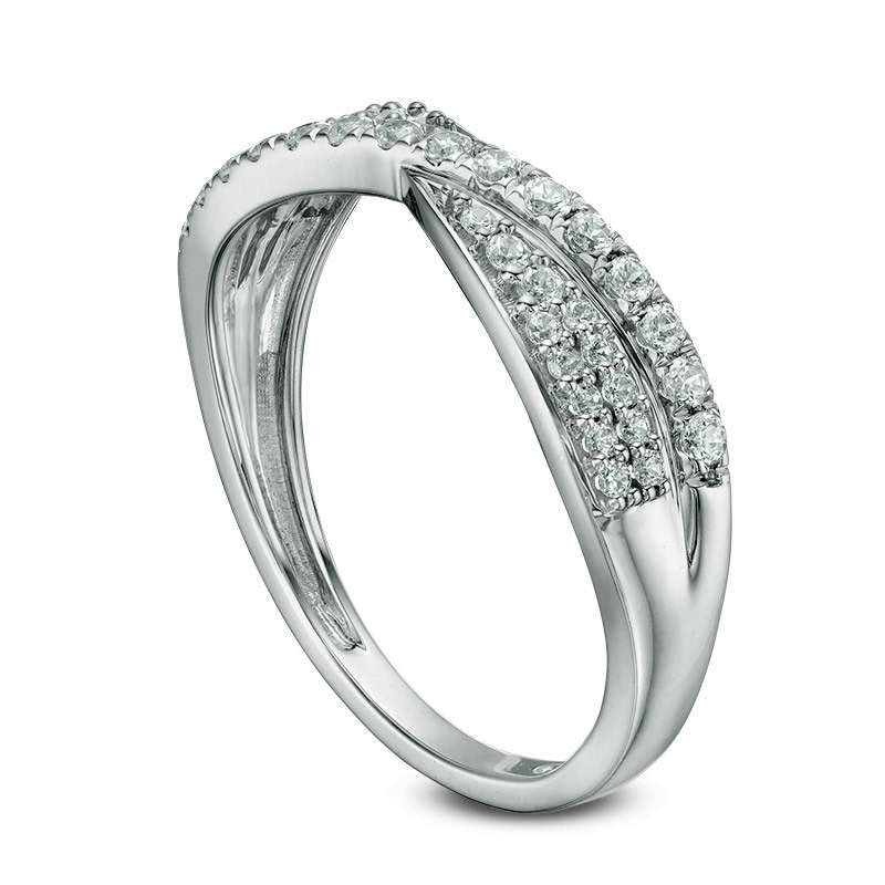 0.33 CT. T.W. Natural Diamond Crossover Wedding Band in Solid 10K White Gold