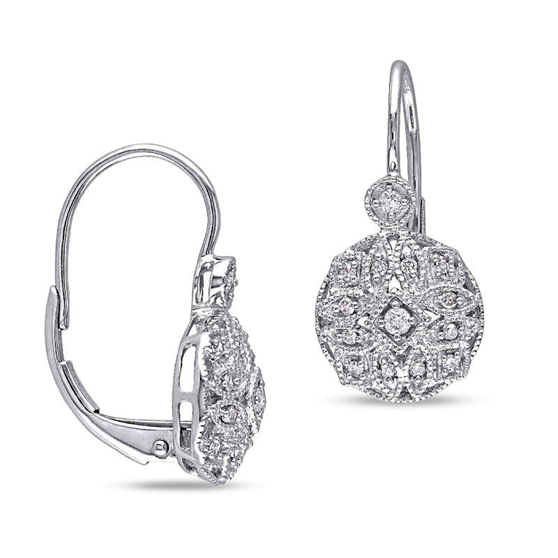 0.13 CT. T.W. Diamond Vintage-Style Drop Earrings in 14K White Gold