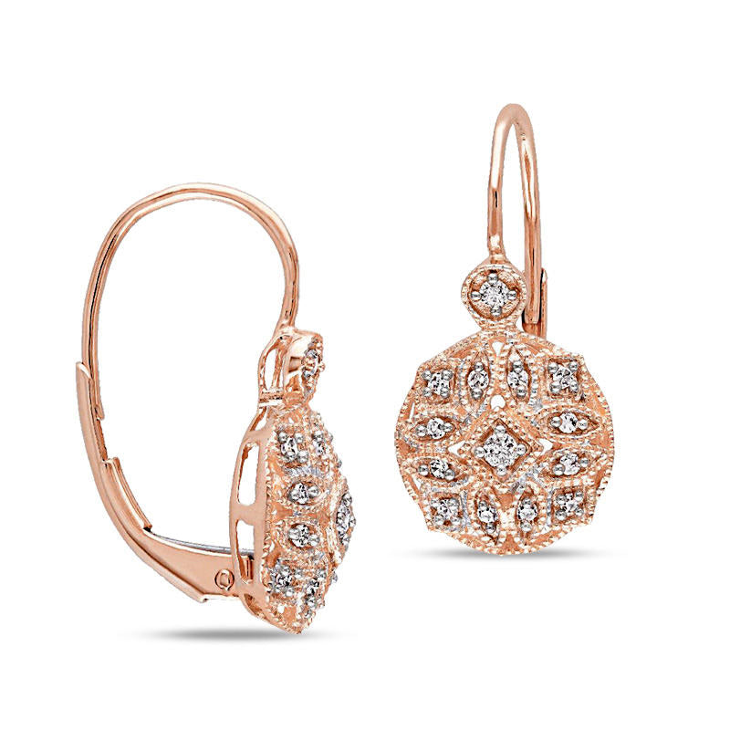 0.13 CT. T.W. Diamond Vintage-Style Drop Earrings in 14K Rose Gold