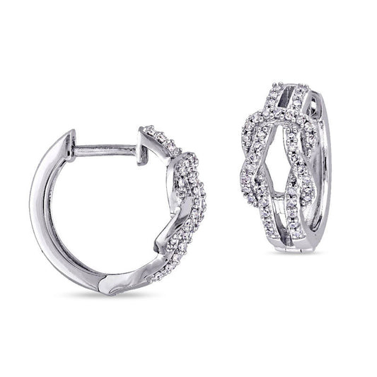 0.25 CT. T.W. Diamond Double Knot Hoop Earrings in 10K White Gold