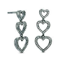 0.38 CT. T.W. Diamond Triple Heart Drop Earrings in Sterling Silver