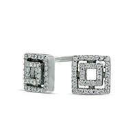 0.1 CT. T.W. Diamond Double Square Stud Earrings in Sterling Silver