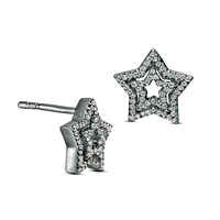 0.2 CT. T.W. Diamond Double Star Stud Earrings in Sterling Silver