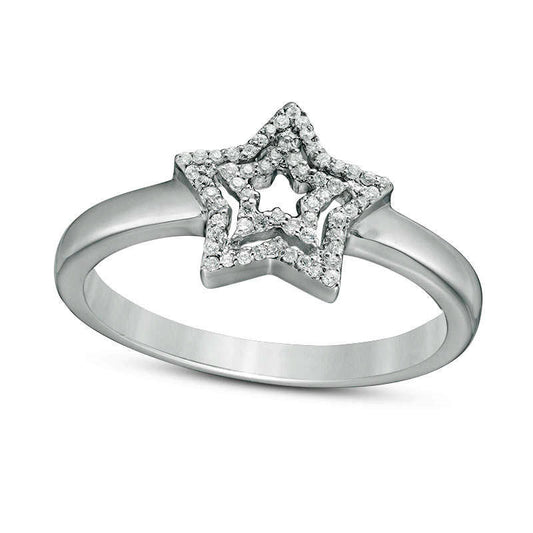 0.10 CT. T.W. Natural Diamond Double Star Ring in Sterling Silver