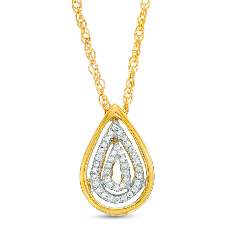 Natural Diamond Accent Triple Teardrop Pendant in 10K Yellow Gold