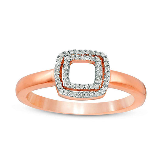 0.10 CT. T.W. Natural Diamond Double Square Ring in Solid 10K Rose Gold