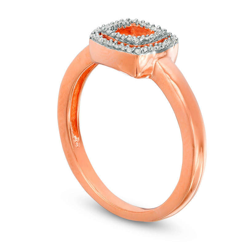 0.10 CT. T.W. Natural Diamond Double Square Ring in Solid 10K Rose Gold