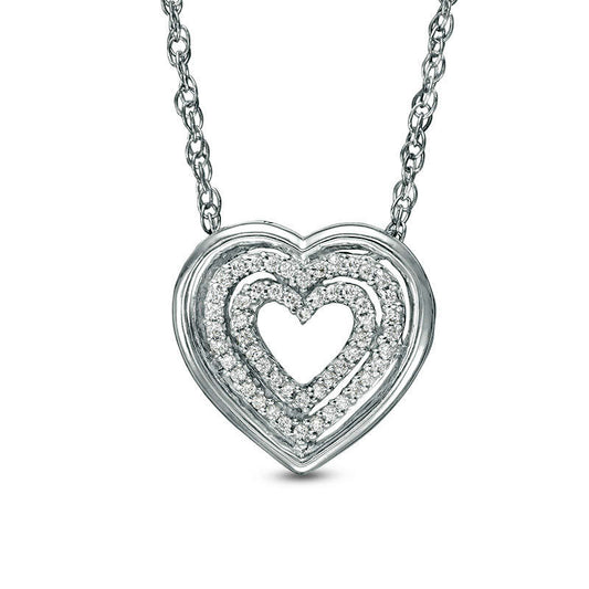 0.1 CT. T.W. Natural Diamond Triple Heart Pendant in Sterling Silver