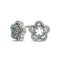 0.2 CT. T.W. Diamond Double Flower Stud Earrings in Sterling Silver