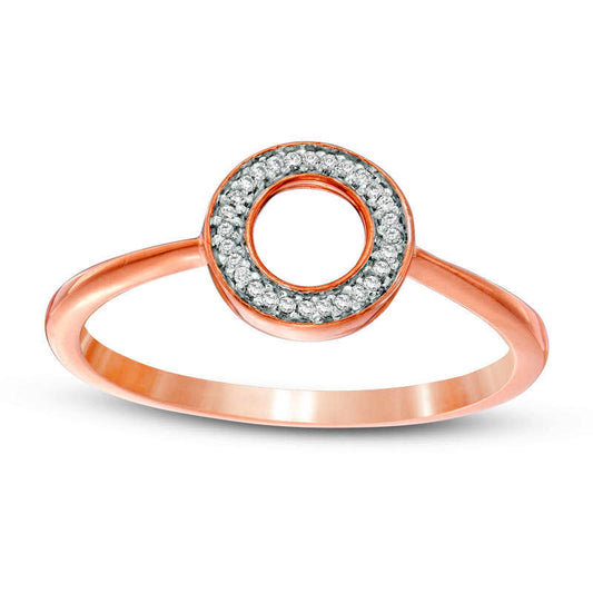 Natural Diamond Accent Circle Ring in Solid 10K Rose Gold