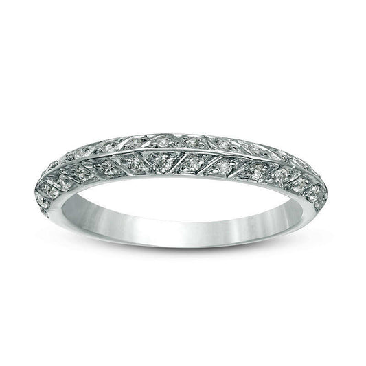 0.20 CT. T.W. Natural Diamond Chevron Double Row Anniversary Band in Sterling Silver