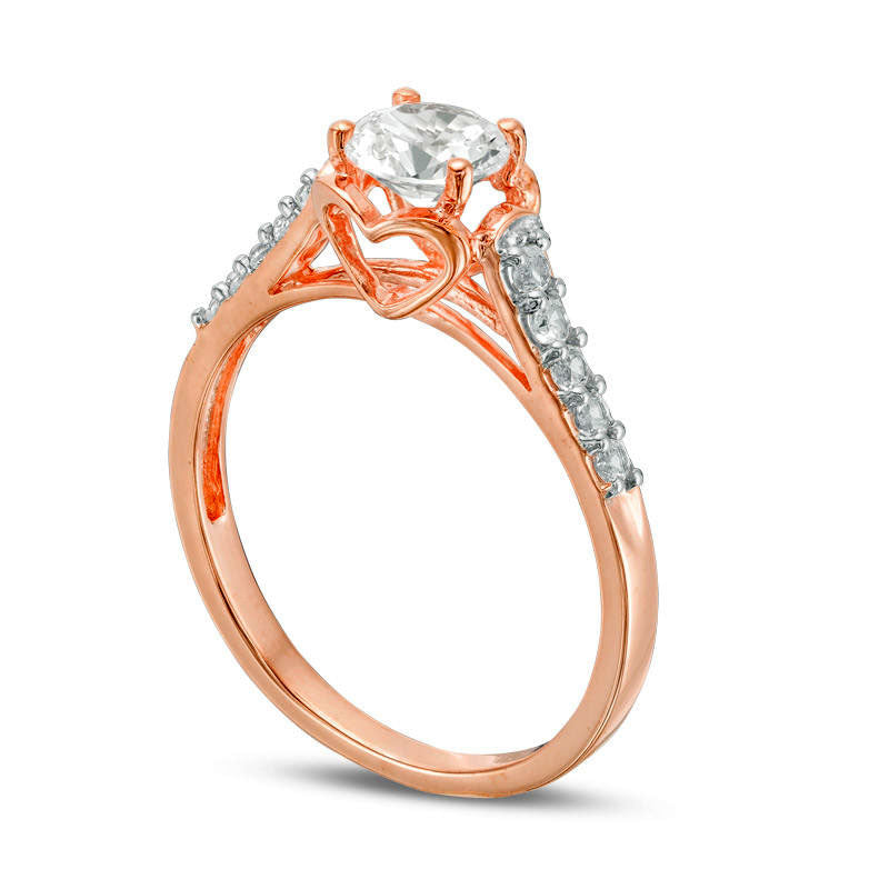 Lab-Created White Sapphire Engagement Ring in Solid 10K Rose Gold