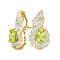 Oval Peridot and Diamond Accent Swirl Drop Earrings in Sterling Silver with 14K Gold Plate