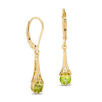 5.0mm Peridot Filigree Drop Earrings in Sterling Silver with 14K Gold Plate