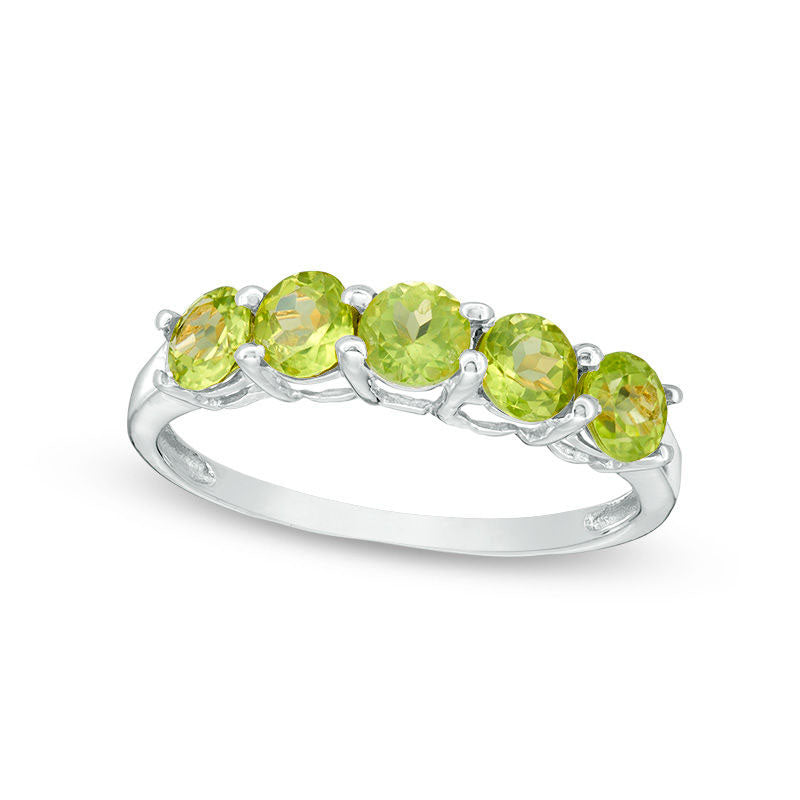 4.0mm Peridot Five Stone Ring in Sterling Silver