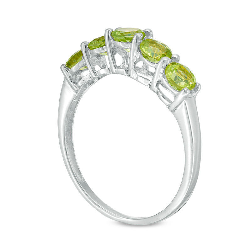 4.0mm Peridot Five Stone Ring in Sterling Silver