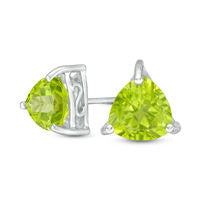 7.0mm Trillion-Cut Peridot Solitaire Stud Earrings in Sterling Silver