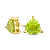 7.0mm Trillion-Cut Peridot Solitaire Stud Earrings in Sterling Silver with 14K Gold Plate