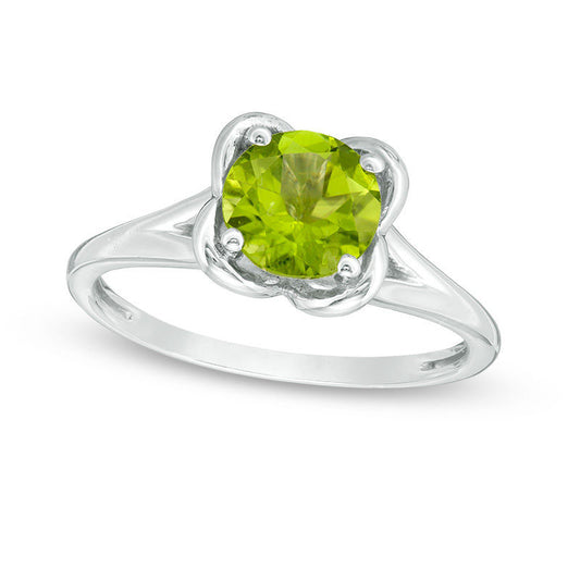 7.0mm Peridot Flower Frame Ring in Sterling Silver