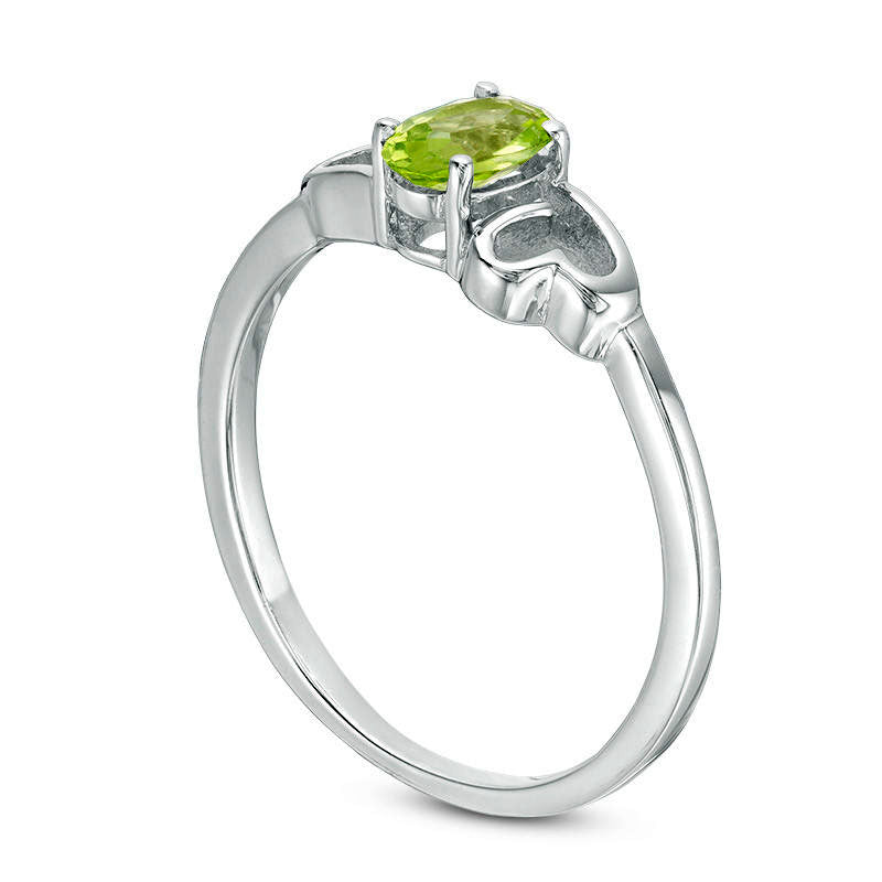 Oval Peridot Heart Sides Ring in Sterling Silver