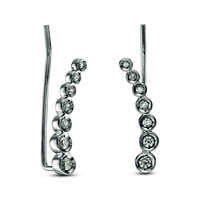 0.17 CT. T.W. Journey Diamond Crawler Earrings in Sterling Silver