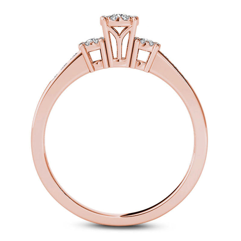 0.33 CT. T.W. Composite Natural Diamond Three Stone Engagement Ring in Solid 10K Rose Gold