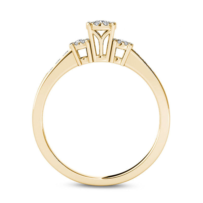 0.33 CT. T.W. Composite Natural Diamond Three Stone Engagement Ring in Solid 10K Yellow Gold