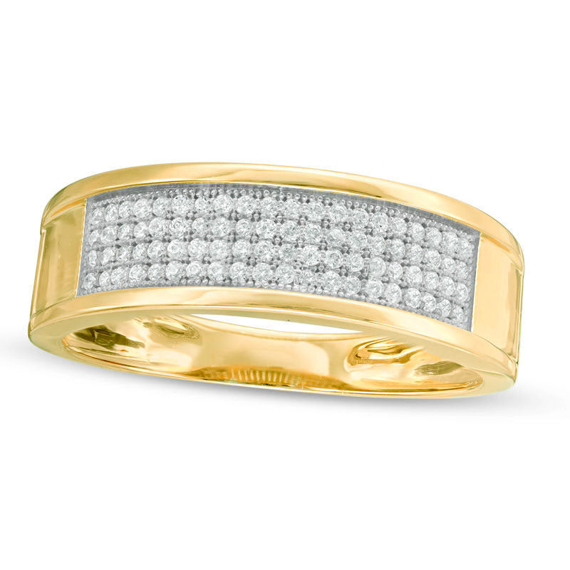 Men's 0.25 CT. T.W. Natural Diamond Wedding Band in Solid 10K Yellow Gold