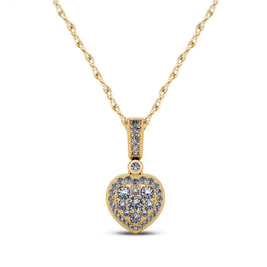 0.33 CT. T.W. Composite Natural Diamond Antique Vintage-Style Heart Pendant in 10K Yellow Gold