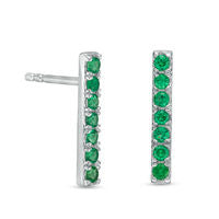 Lab-Created Emerald Bar Drop Earrings in Sterling Silver