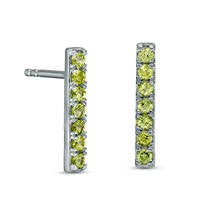 Peridot Bar Drop Earrings in Sterling Silver