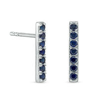 Lab-Created Blue Sapphire Bar Drop Earrings in Sterling Silver