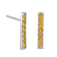 Citrine Bar Drop Earrings in Sterling Silver